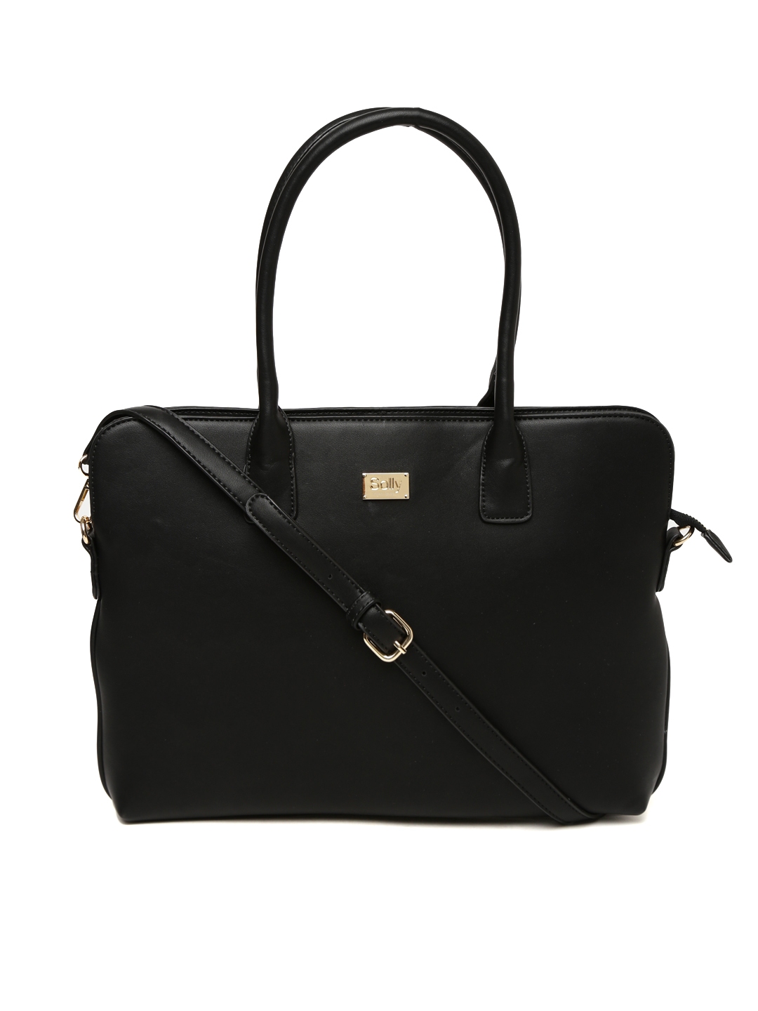 Buy Allen Solly Black Solid Laptop Shoulder Bag - Handbags for Women ...