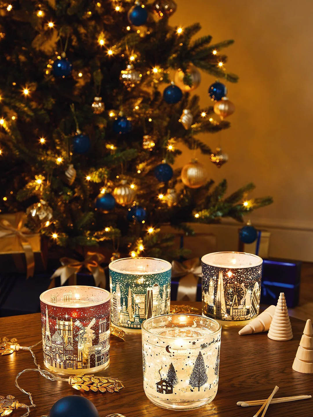 Buy Marks & Spencer Blue & White Printed Destination Scented Candle