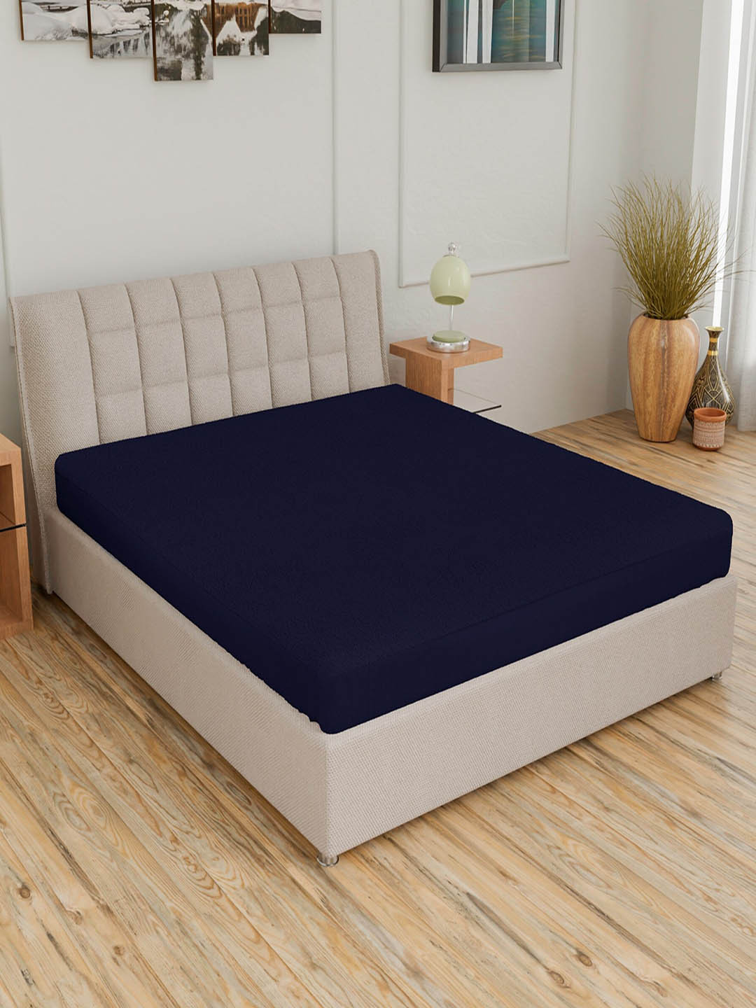 Buy CURIOUS LIFESTYLE Blue Water Proof Terry Cotton Double King Size