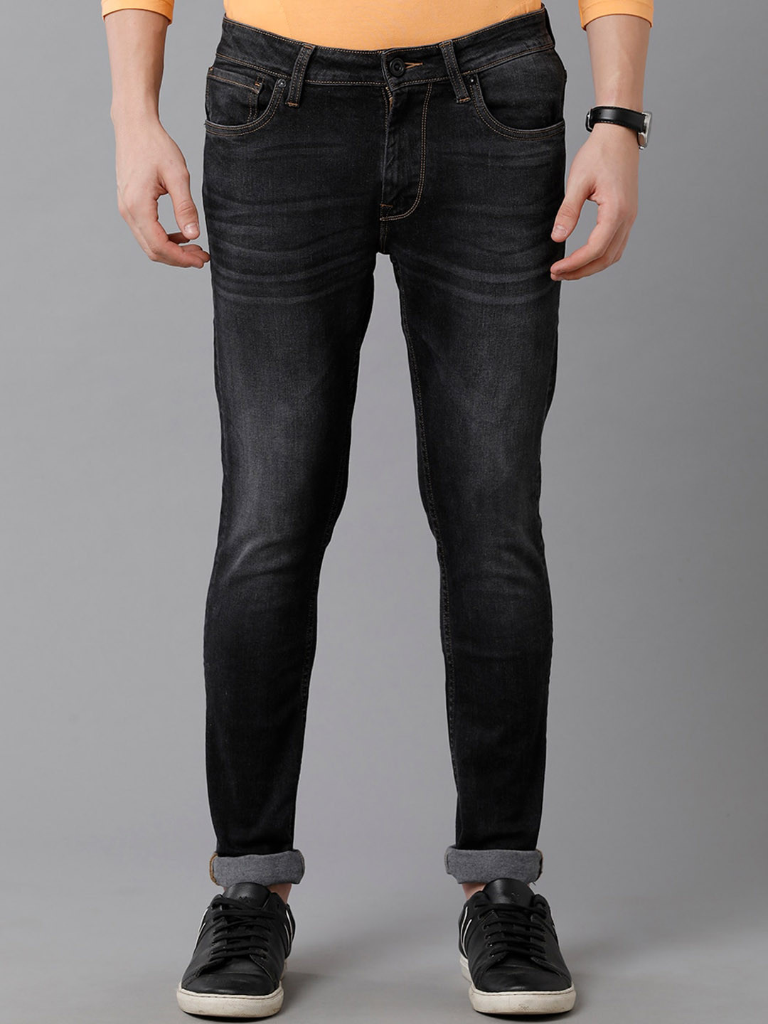 Buy Voi Jeans Men Slim Fit Mid Rise Heavy Fade Stretchable Jeans