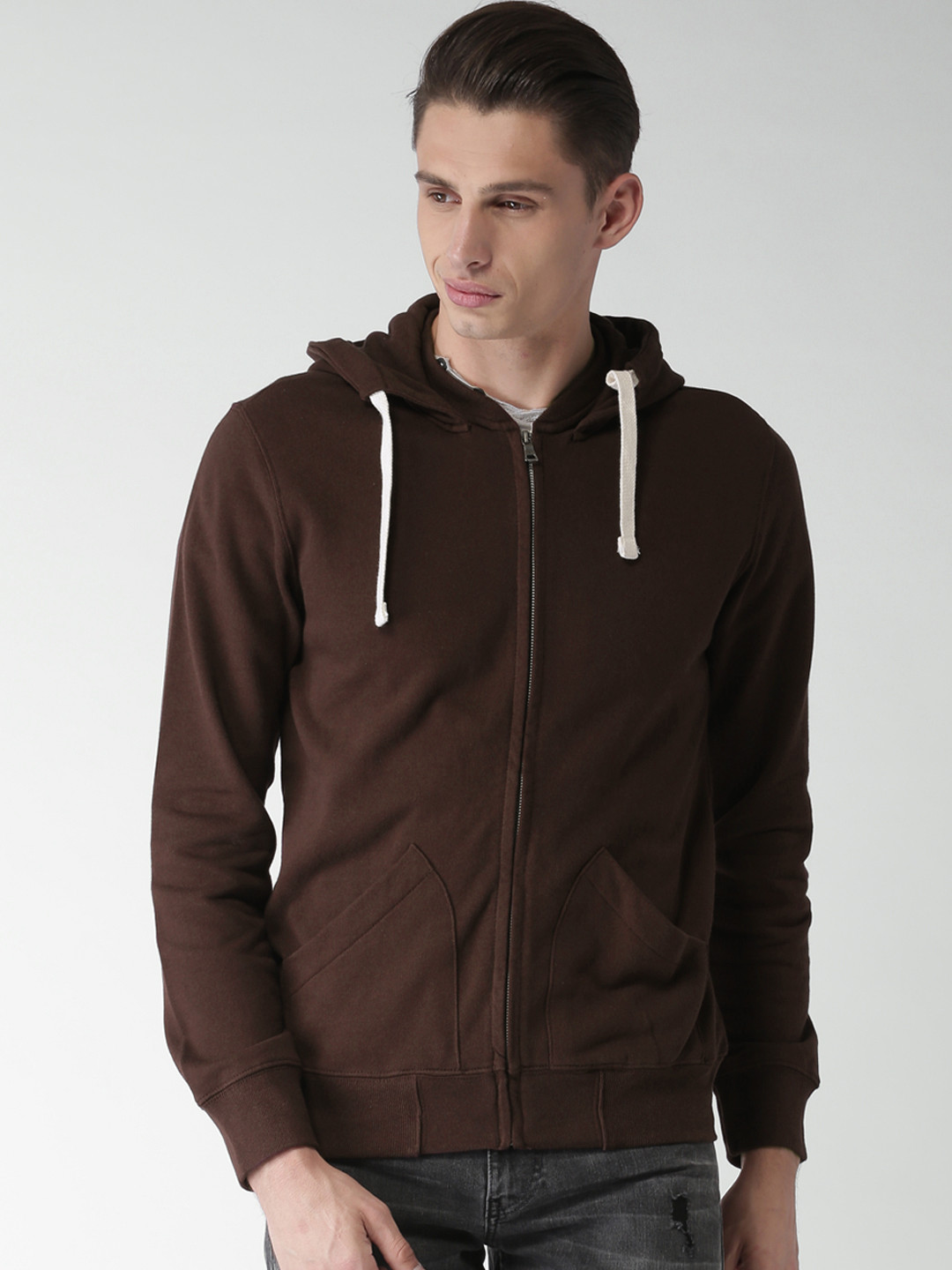 Buy Celio Men Burgundy Solid Hooded Sweatshirt - Sweatshirts for Men 2158419 | Myntra