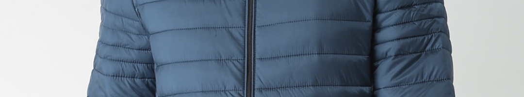 Buy Celio Men Blue Solid Water Resistant Hooded Padded Jacket - Jackets ...