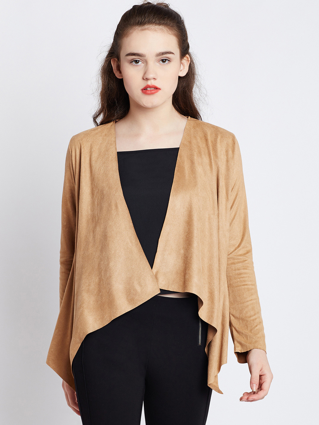 Buy COVER STORY Women Tan Brown Solid Cape Jacket Jackets for Women