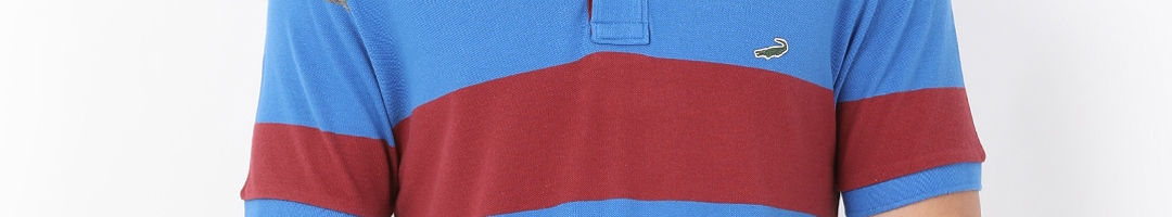 Buy Crocodile Men Blue & White Striped Polo Collar T Shirt - Tshirts ...