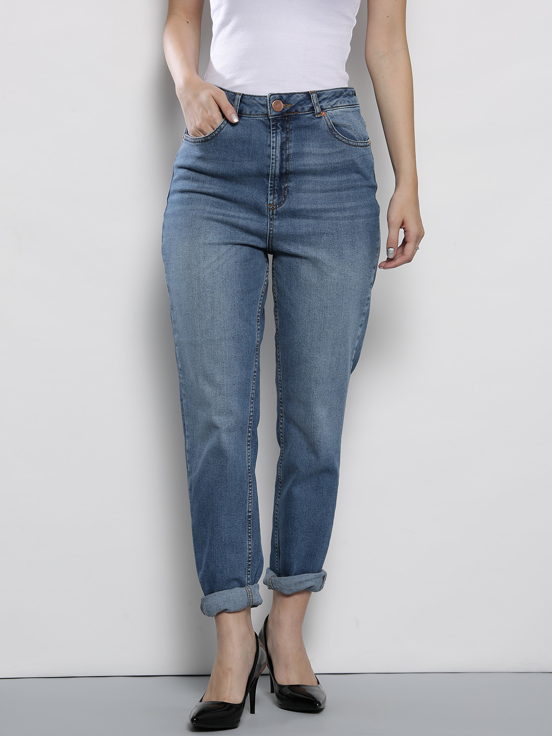 Buy DOROTHY PERKINS Women Blue Regular Fit Mid Rise Clean Look