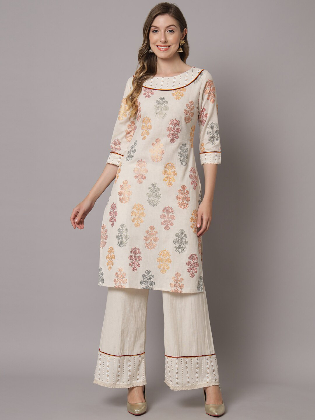 Women Floral Print Pure Cotton Kurta Set