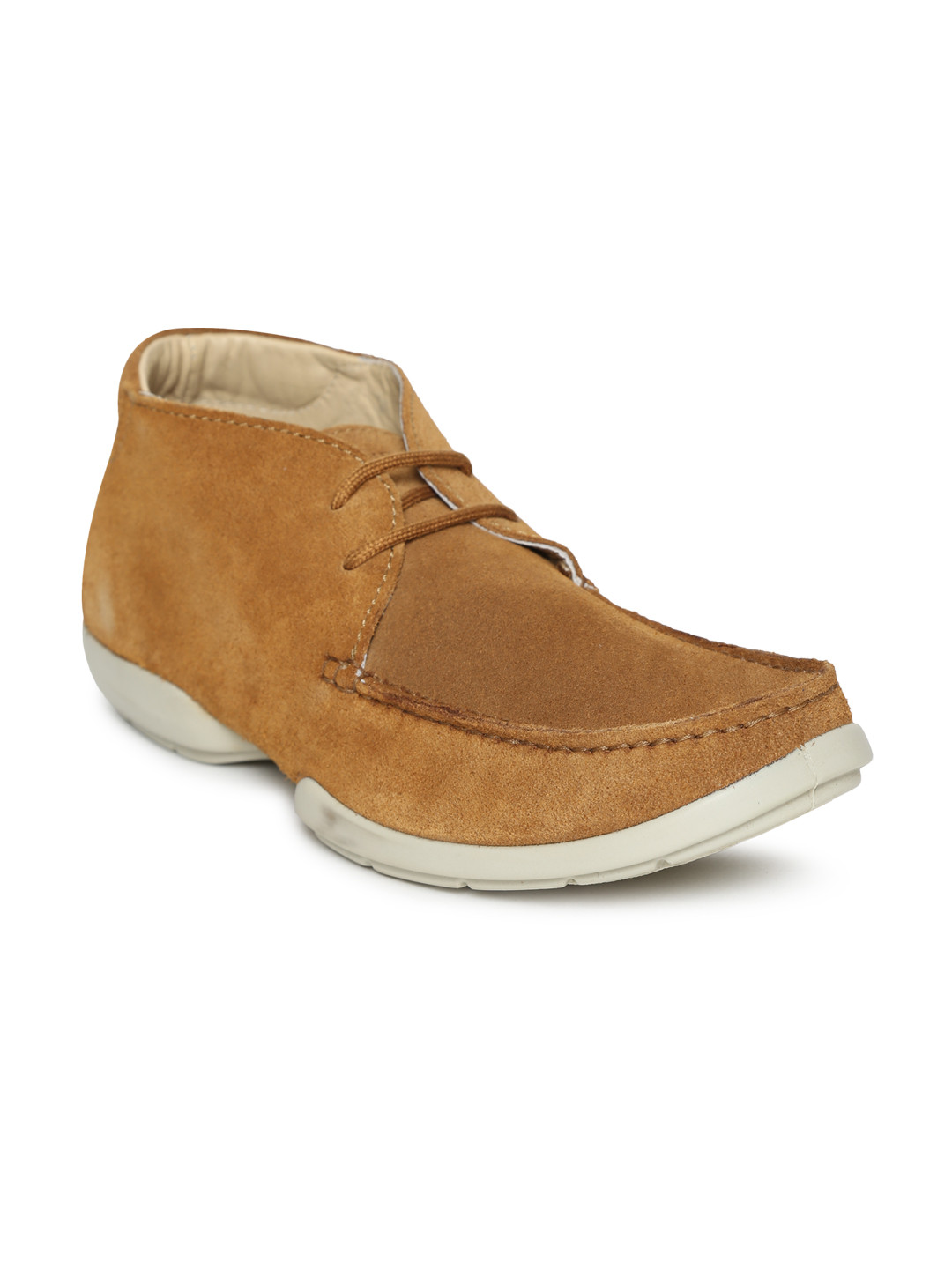 Buy Woodland Men Tan Solid Leather Mid Top Derbys Casual Shoes for