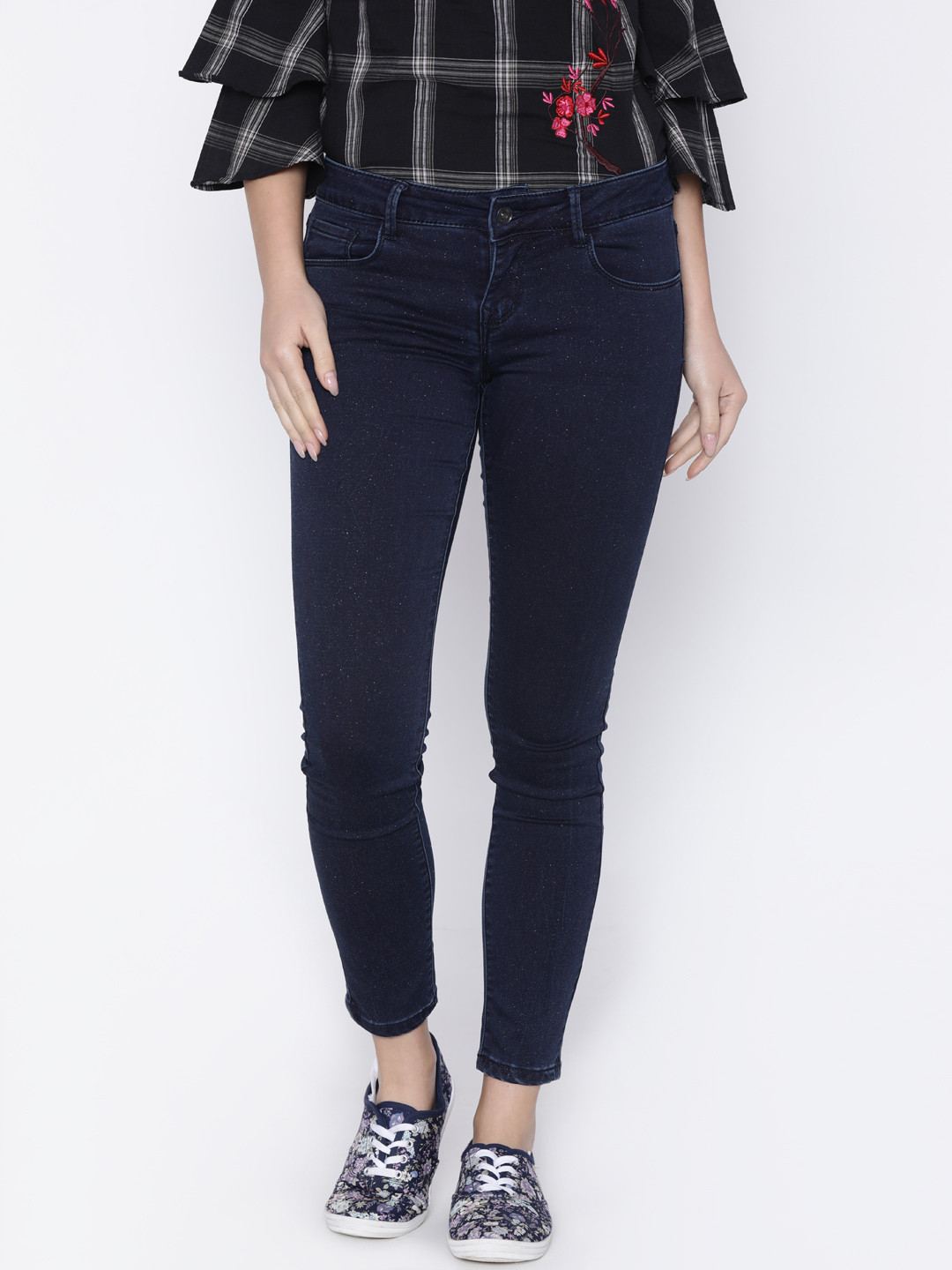 Buy Deal Jeans Women Navy Blue Skinny Fit Mid Rise Clean Look