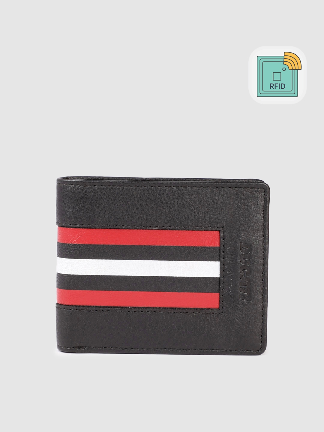 Buy Ducati Men Striped Leather Two Fold Wallet With RFID - Wallets for ...
