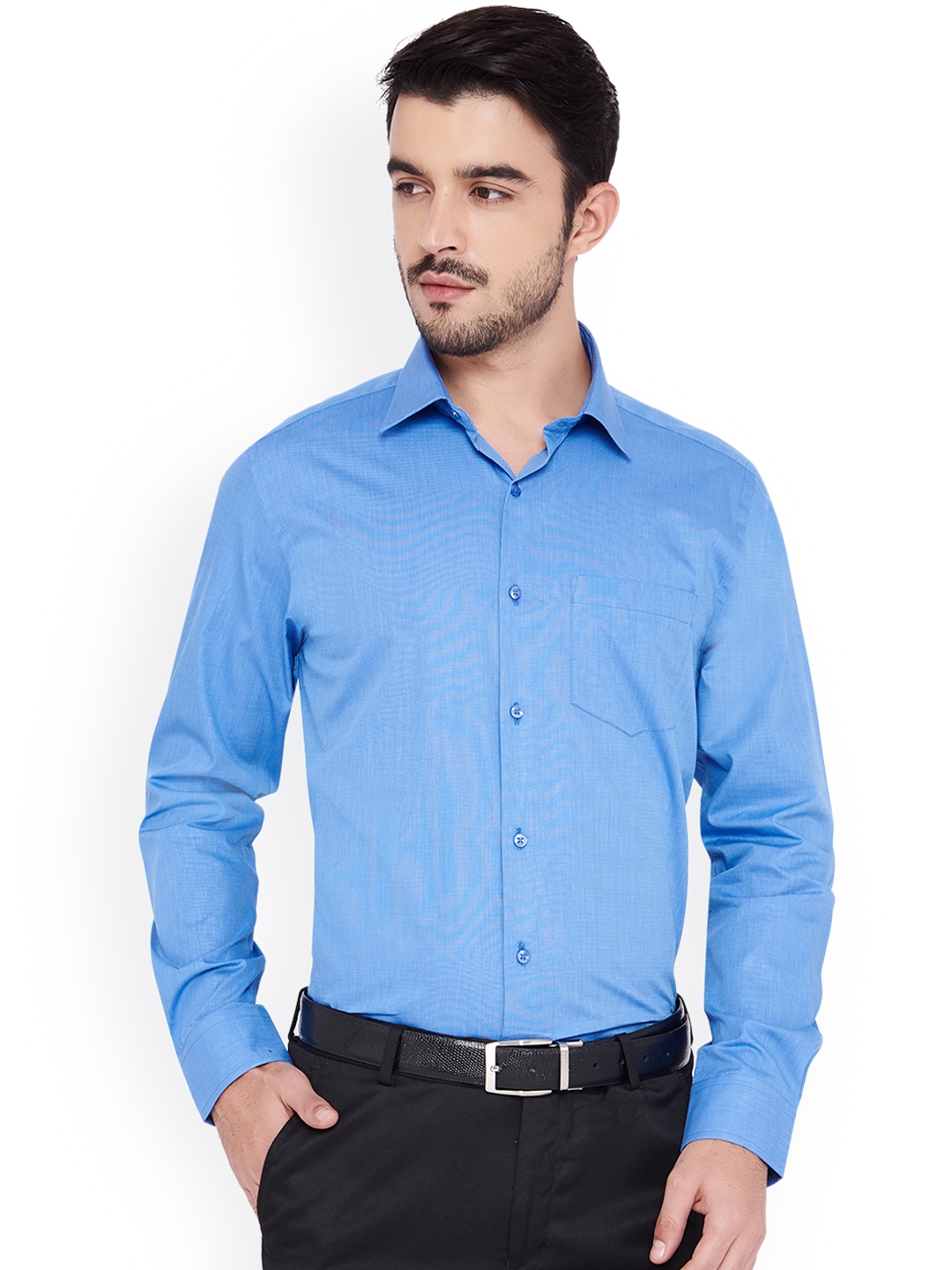 Buy IVOC Men Blue Solid Formal Shirt - Shirts for Men 2160706 | Myntra