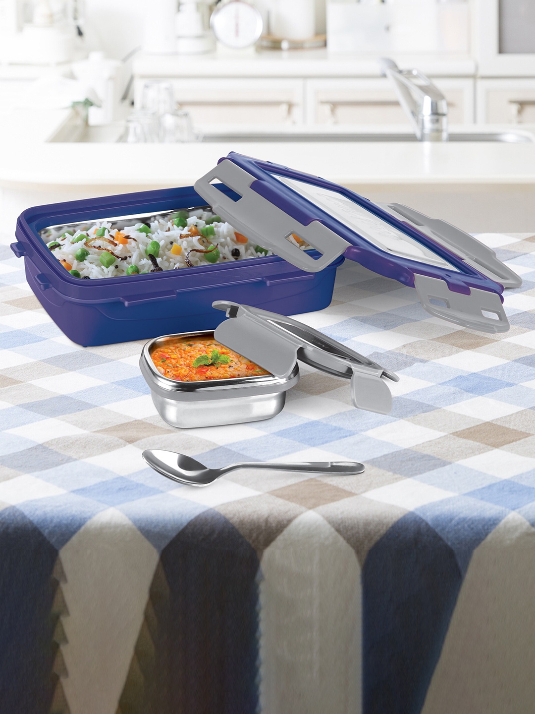 Buy Milton Steely Super Deluxe Dark Blue Stainless Steel Container 400