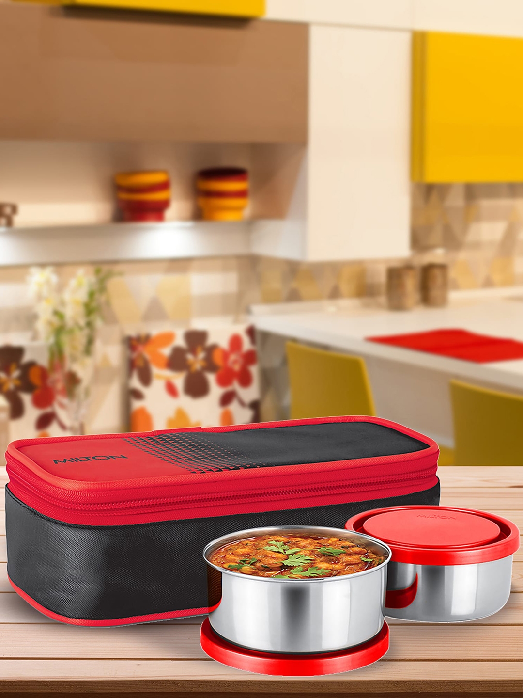 Buy Milton Nourish Set Of 2 Red Stainless Steel Lunch Box 300 Ml Each