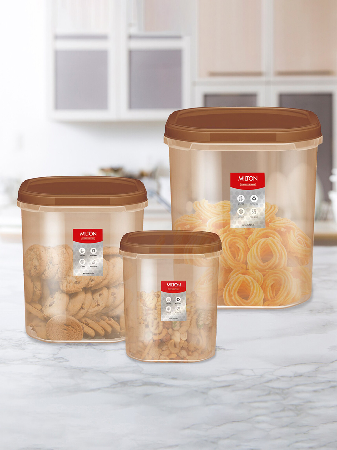 Buy Milton Quadra Set Of 3 Brown Storage Containers 6L 8L & 12 L