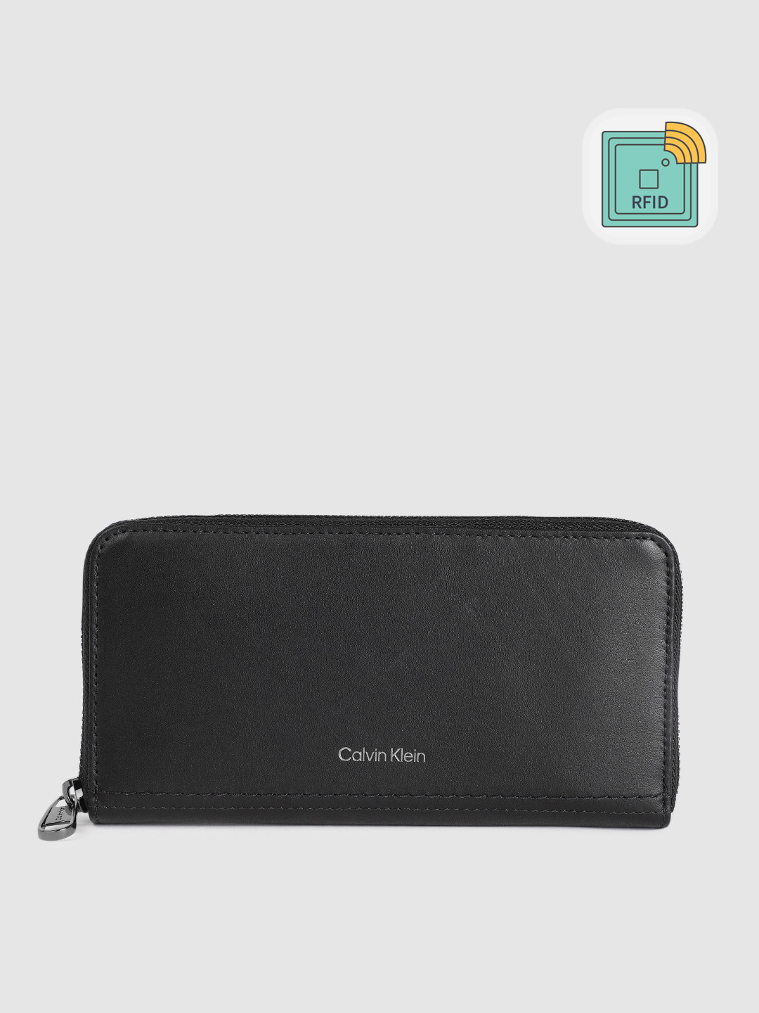 Buy Calvin Klein Men Solid Leather Zip Around Wallet With RFID