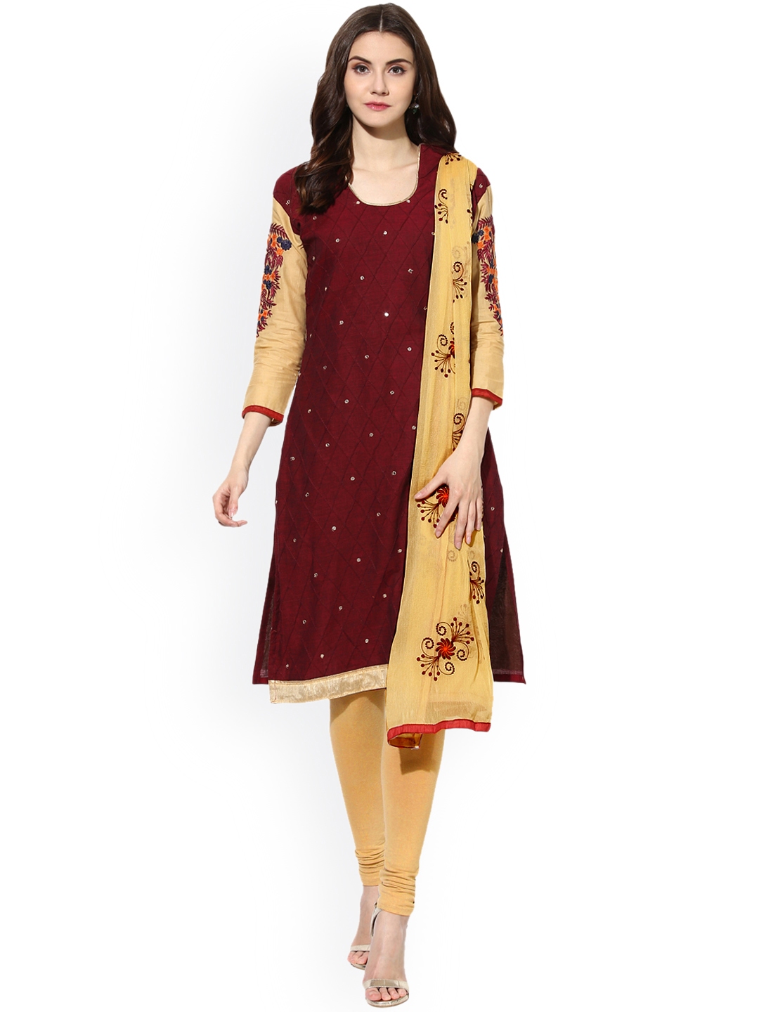 myntra unstitched churidar materials