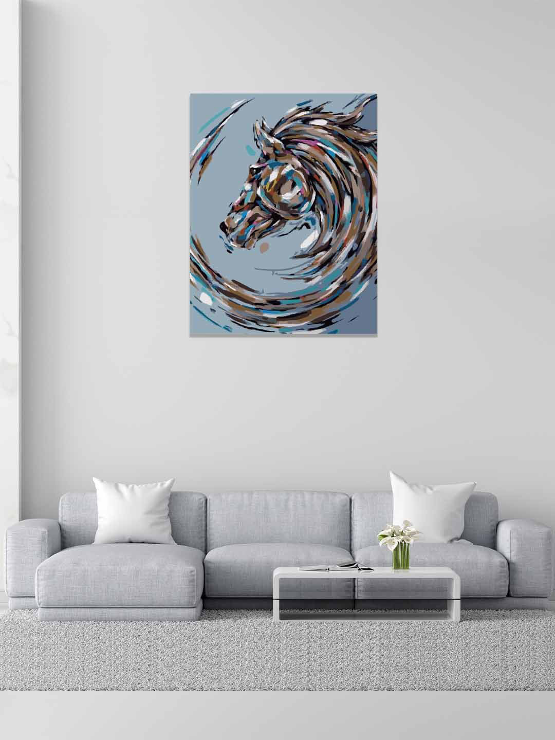 Buy RANGOLI Blue & Brown Stretched Acrylic Horse Wall Art Wall Art