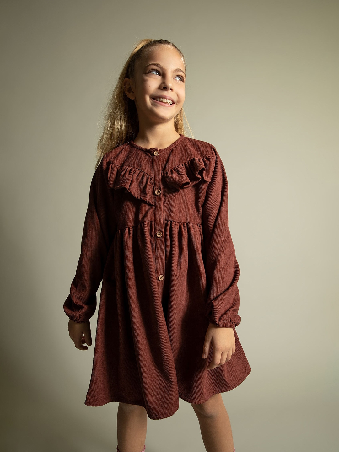 Buy DeFacto Girls Puff Sleeves Ruffled A Line Dress - Dresses for Girls ...