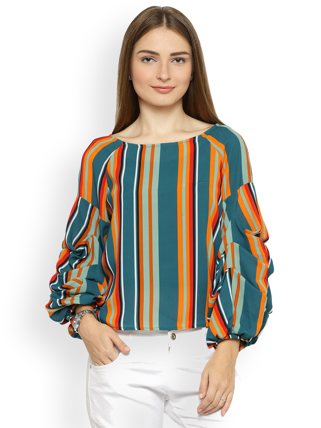 multicoloured striped top womens