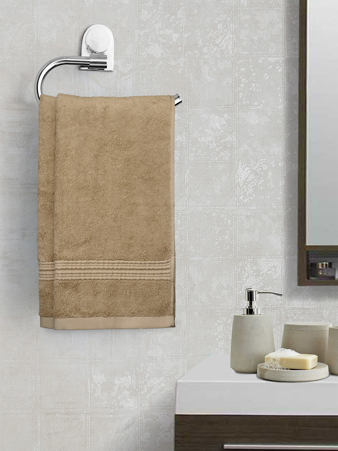 Buy ELLE DECOR Set Of 2 Brown Cotton 500 GSM Hand Towels Hand Towels