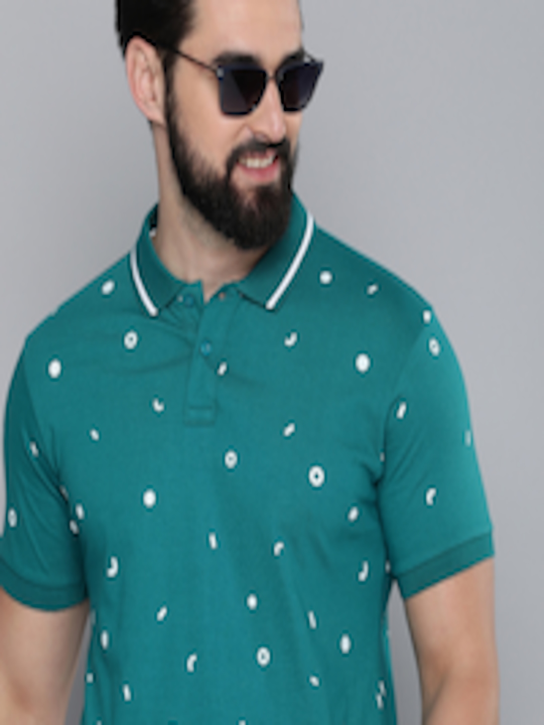 Buy HERE&NOW Printed Polo Collar Pure Cotton T Shirt - Tshirts for Men ...