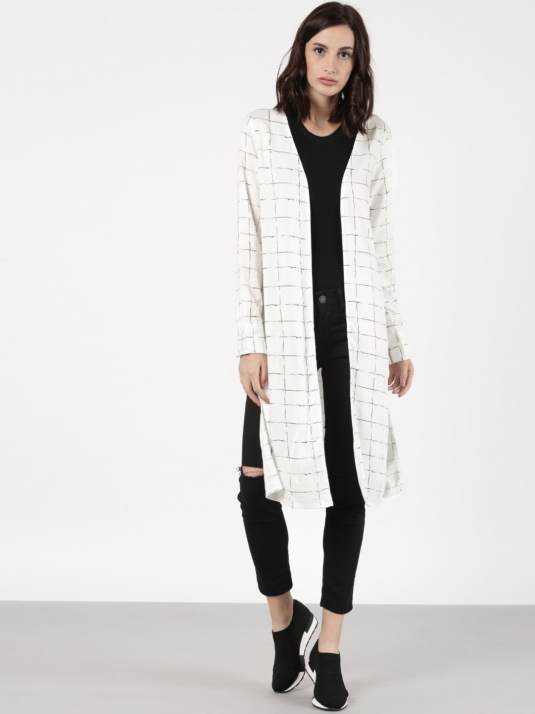 Buy Ether White Printed Longline Shrug Shrug for Women 2164249 Myntra