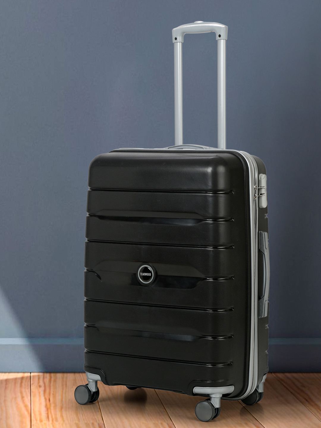 Buy Teakwood Leathers Textured Hard Medium Trolley Suitcase 65 CM ...