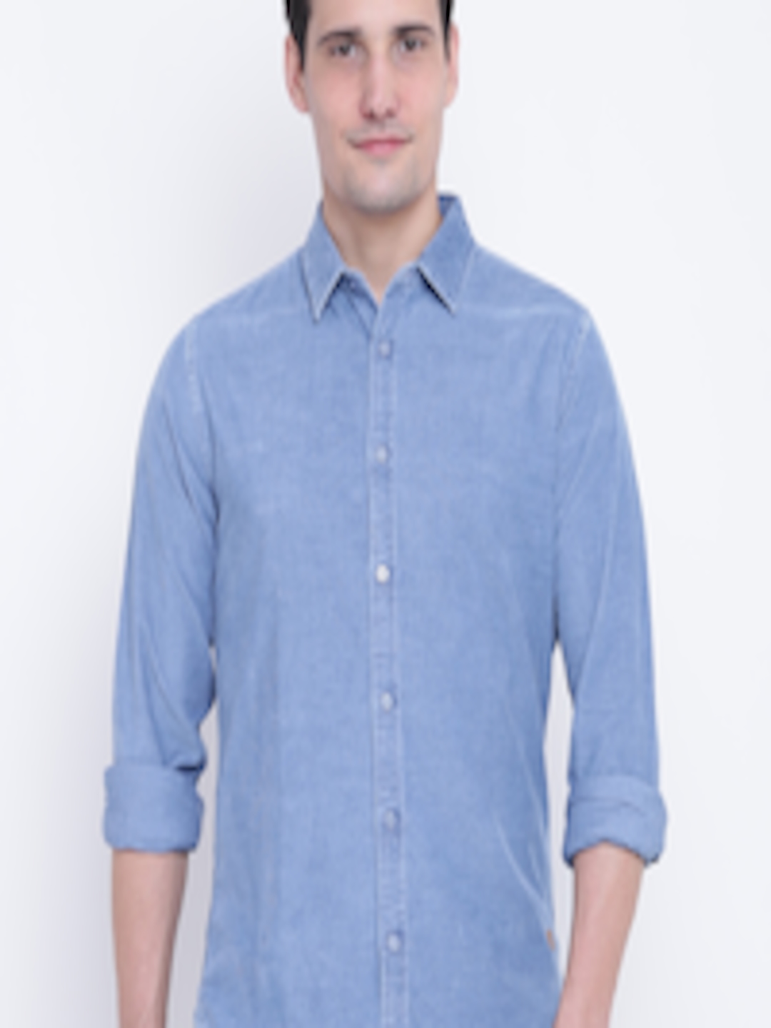 Buy United Colors Of Benetton Men Blue Slim Fit Solid Corduroy Shirt ...