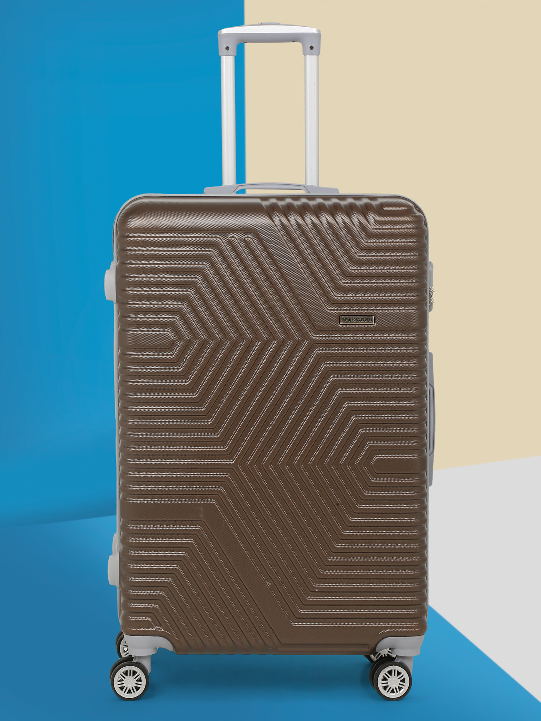 Buy Teakwood Leathers Textured Hard Large Suitcase Trolley Bag 77 CM ...