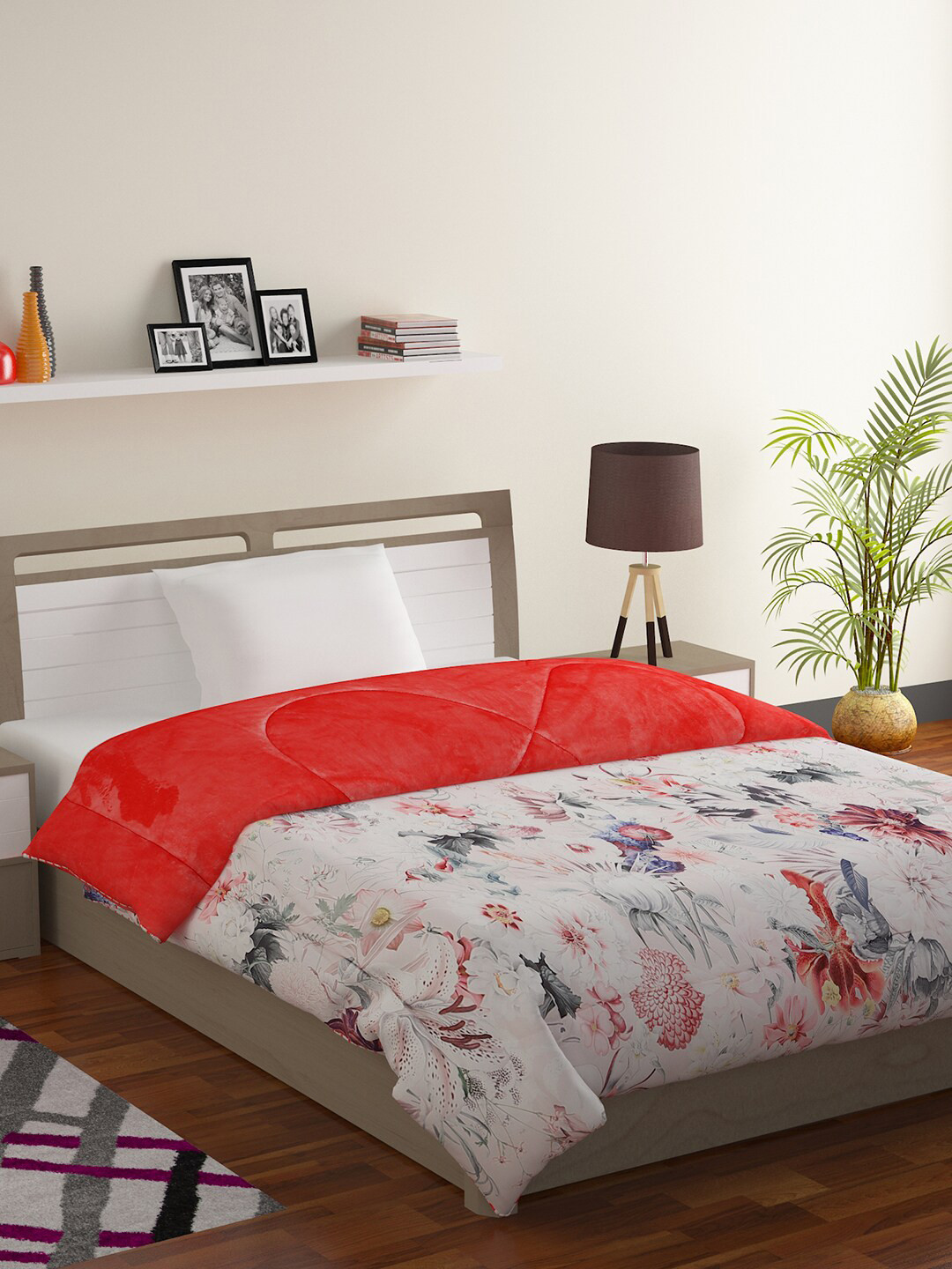 Buy BOMBAY DYEING Pink & Off White Floral 787 GSM Heavy Winter Single