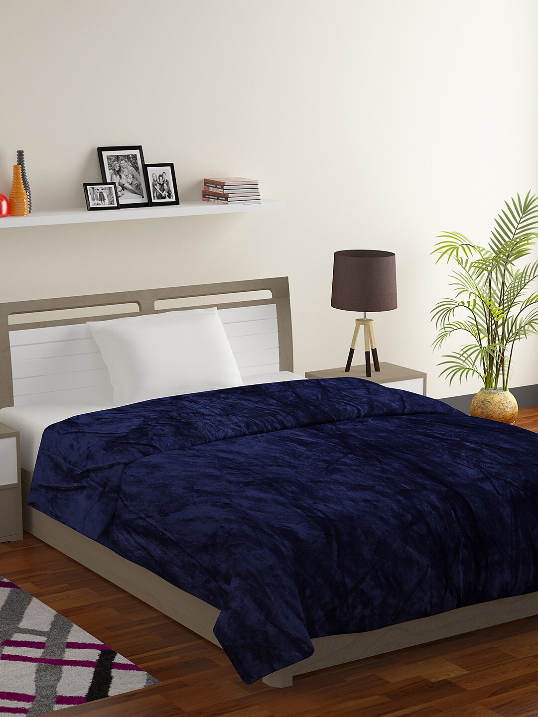 Buy BOMBAY DYEING Fidelis Navy Blue Heavy Winter 303 GSM Single Bed