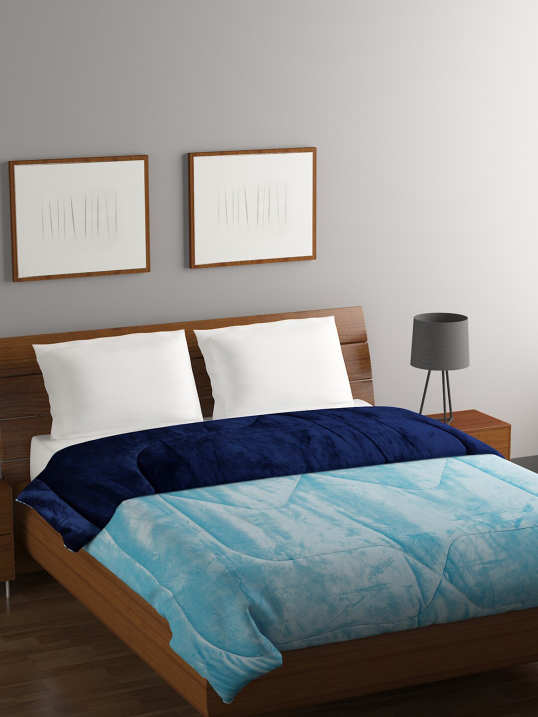 Buy BOMBAY DYEING Juniper Sky Blue & Navy Blue Heavy Winter 795 GSM Double Bed Comforter