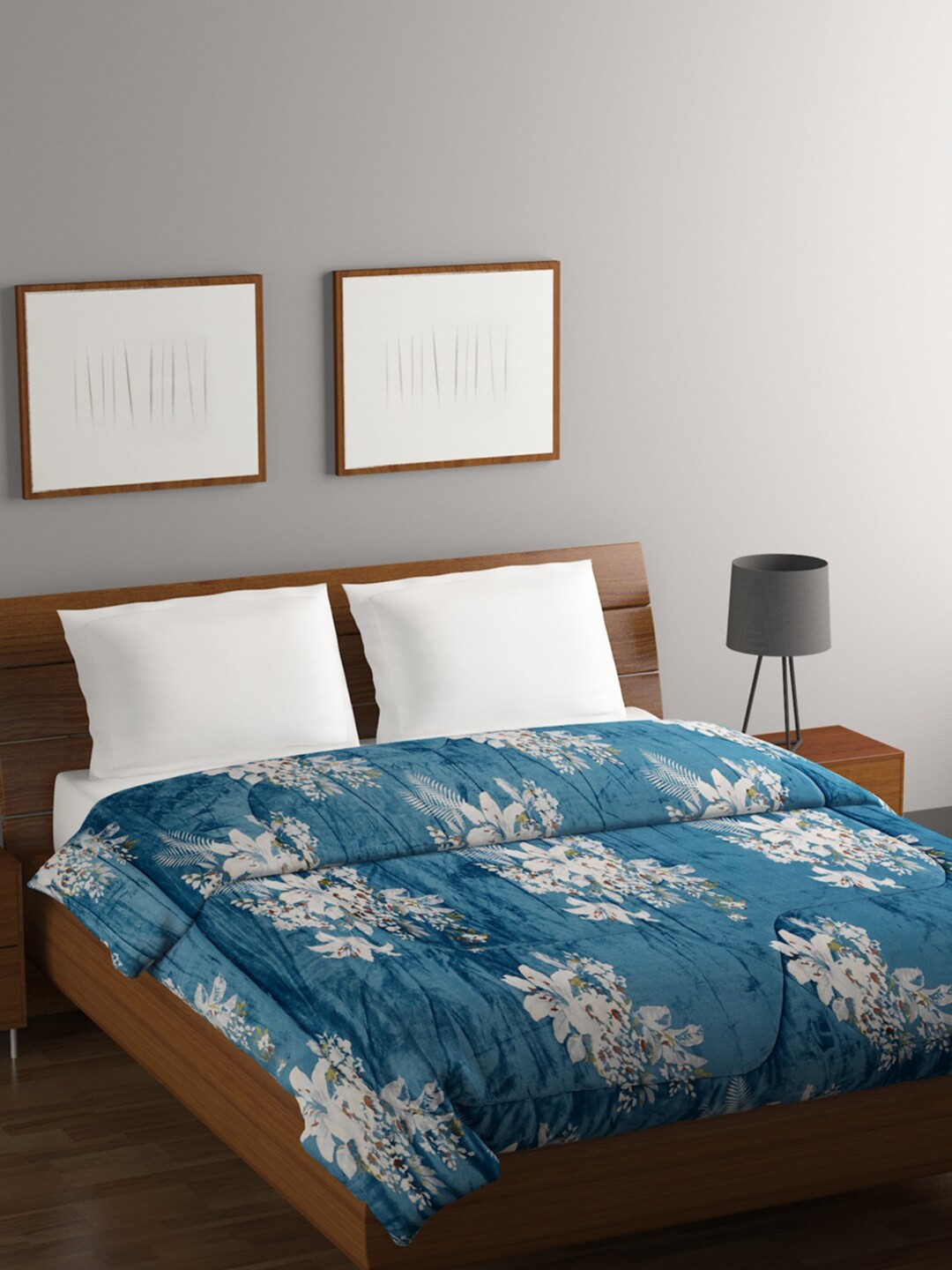 Buy BOMBAY DYEING Juniper Blue & White Floral Heavy Winter 795 GSM