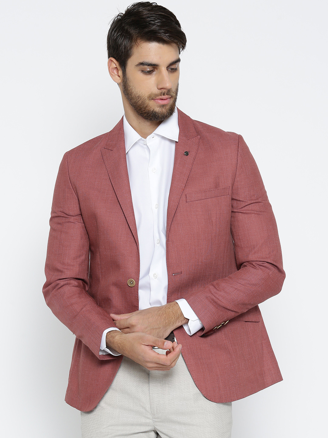 Buy Raymond Dusty Pink Slim Fit Single Breasted Formal Blazer Blazers for Men 2165096 Myntra