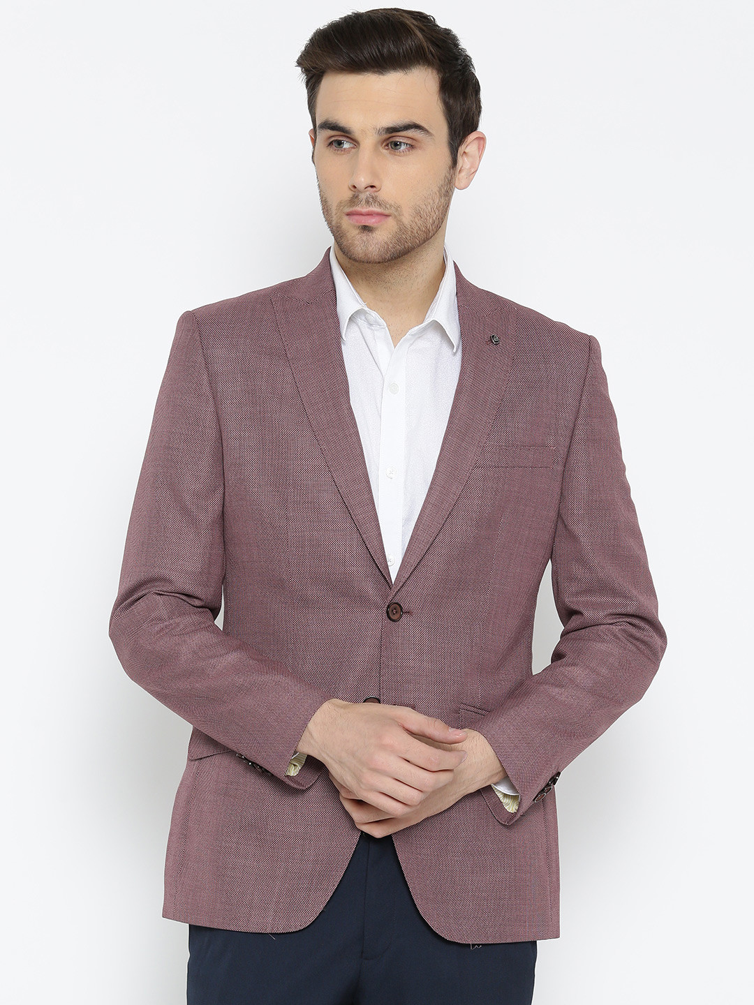 Buy Raymond Dusty Pink Patterned Single Breasted Tailored Slim Fit Casual Blazer Blazers for