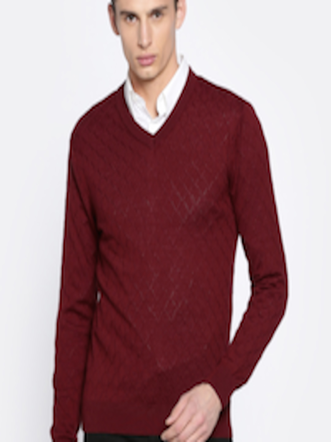 Buy Raymond Men Maroon Self Design Pullover - Sweaters for Men 2165328 ...