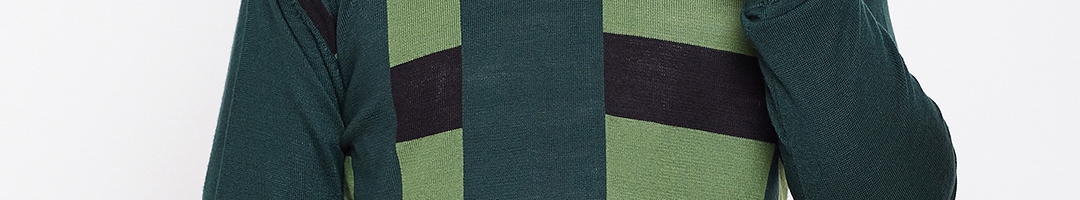 Buy Raymond Men Green & Black Colourblocked Pullover - Sweaters for Men ...