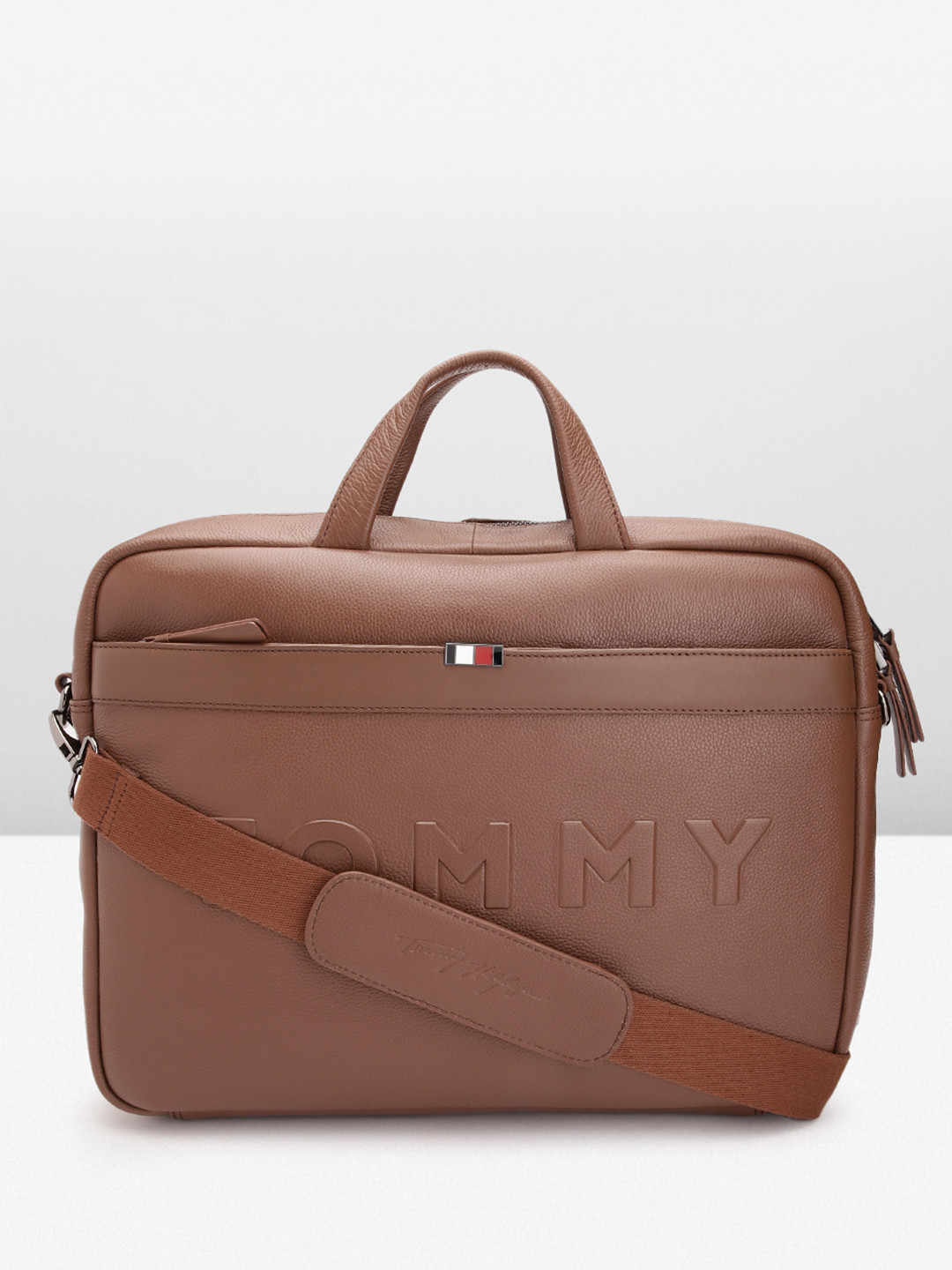 Buy Tommy Hilfiger Men Tan Leather Laptop Bag Laptop Bag for Men