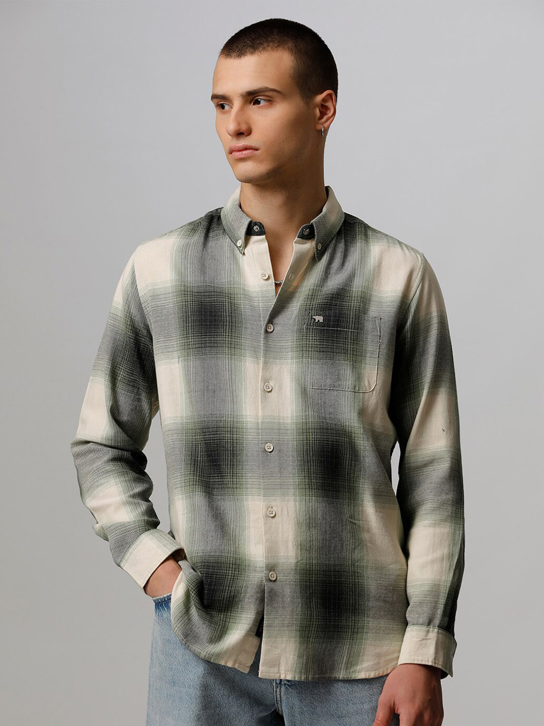 Bear Shield Men's Casual Dress Shirt