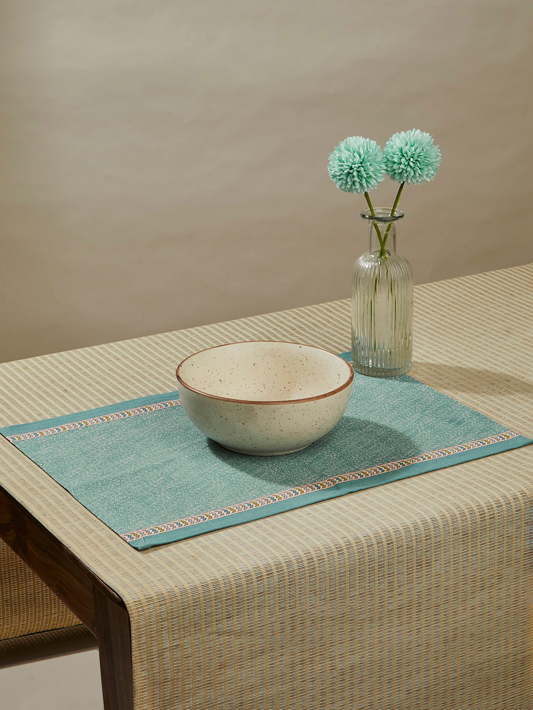 Buy Fabindia Idika Blue & Cream 6 Pieces Printed Cotton Table Placemats