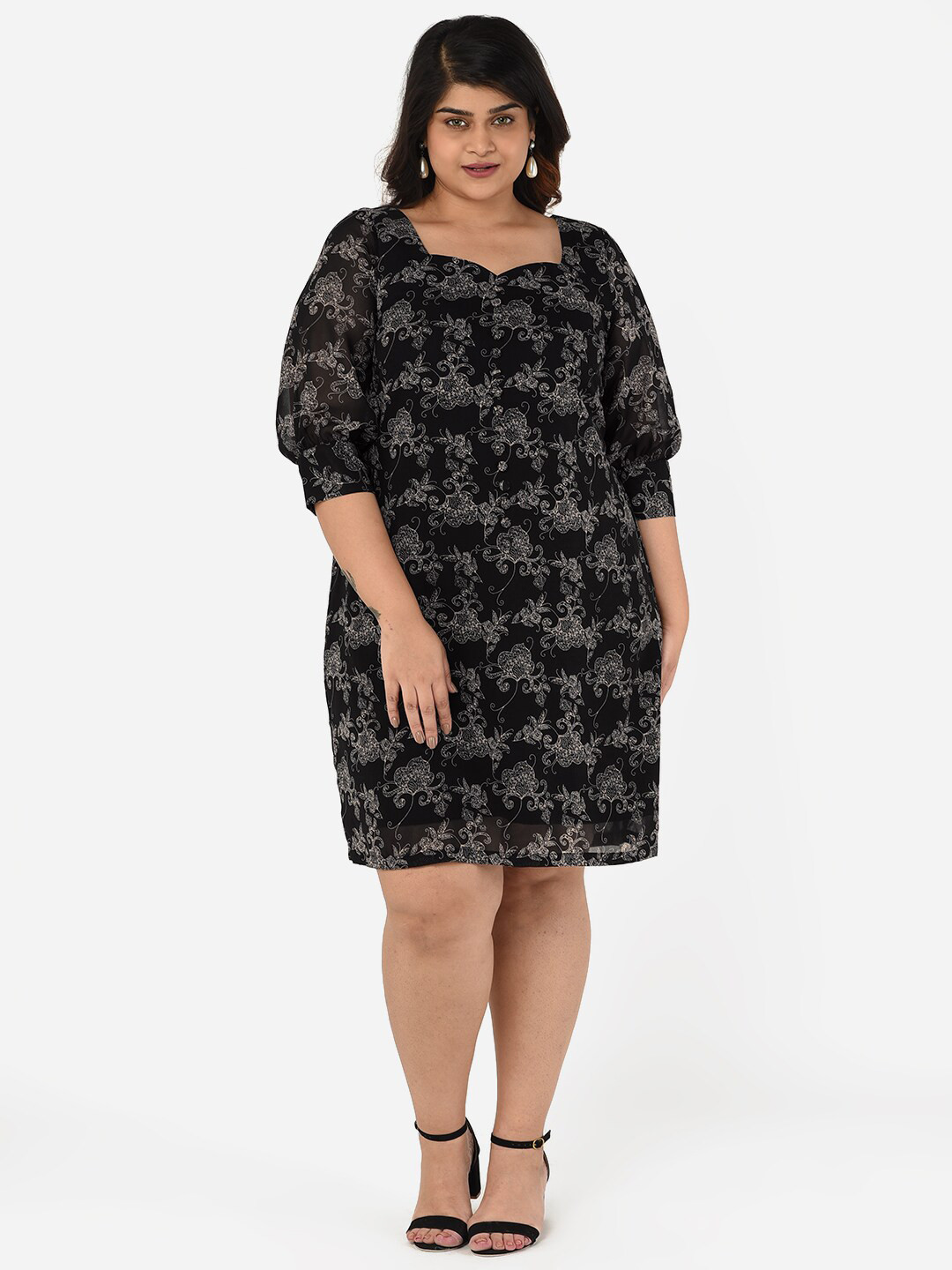 Buy Curvy Clan Plus Size Floral Crepe A Line Dress Dresses for Women