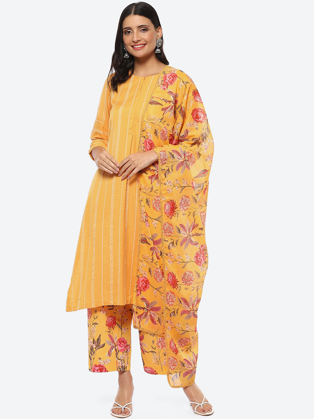 Buy Biba Women Floral Printed Kurta With Palazzos & Dupatta Kurta