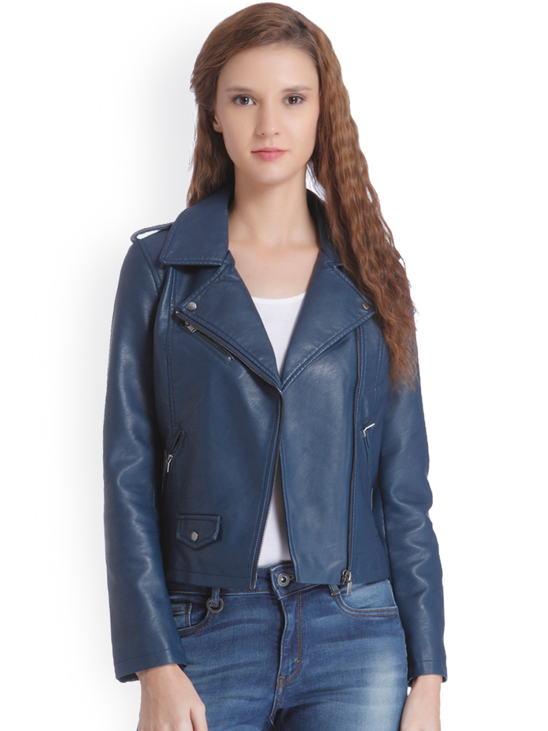 Buy ONLY Women Teal Blue Solid Biker Jacket Jackets for Women 2166619