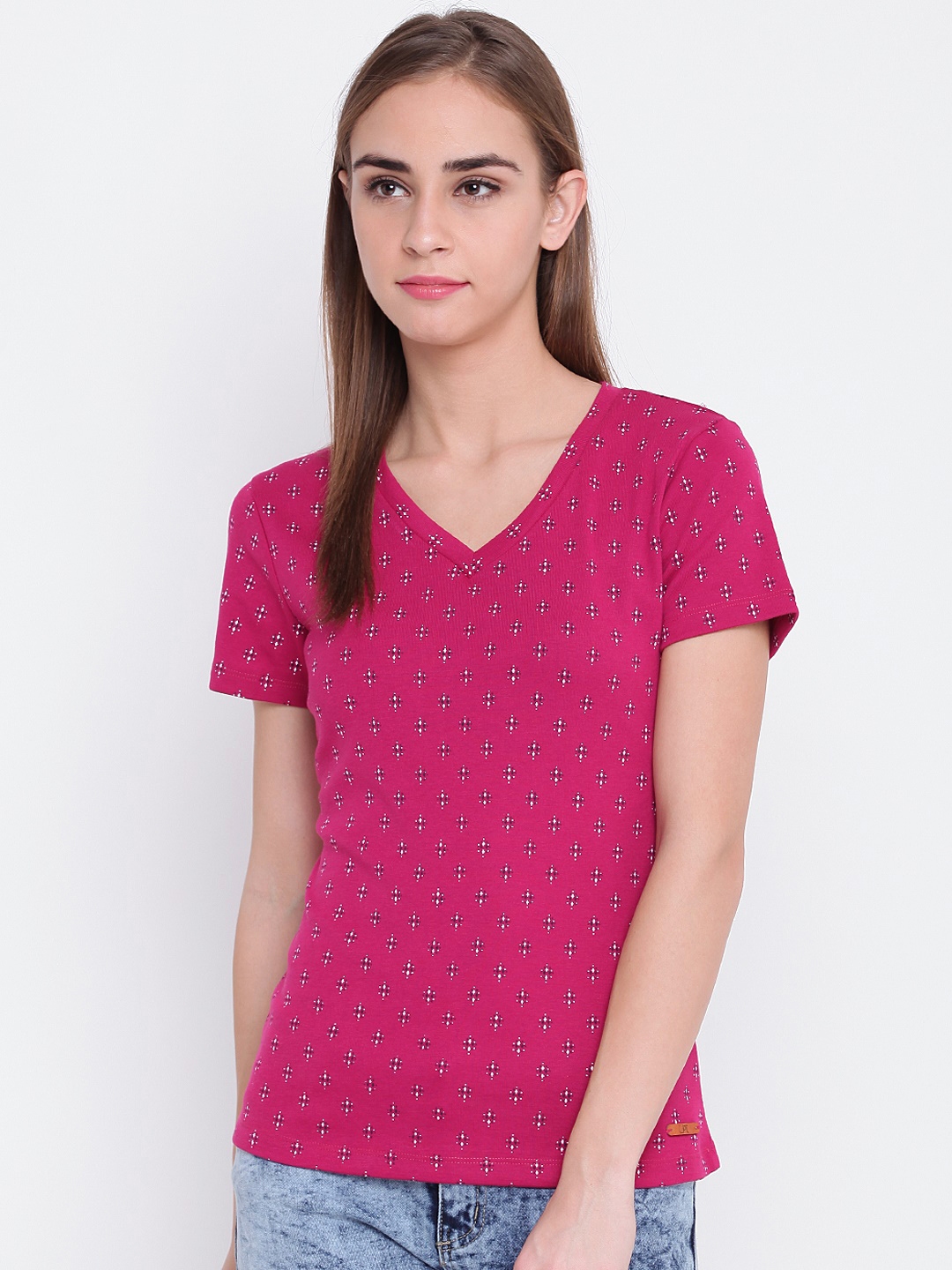 magenta color tshirt