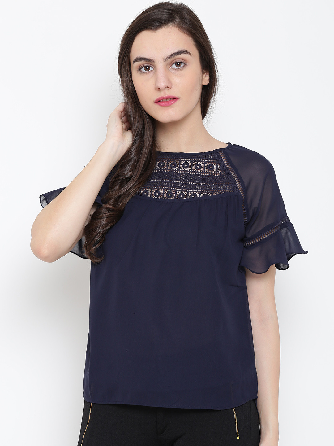 Buy OPt Women Navy Solid Top Tops for Women 2166922 Myntra