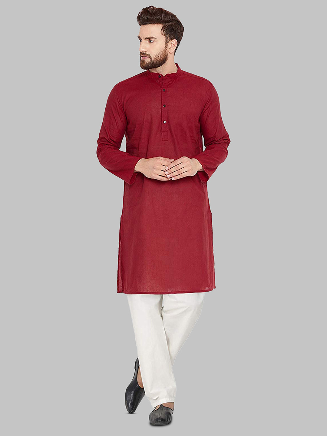Buy ROYAL KURTA Men Band Collar Cotton Kurta Kurtas for Men 21671346