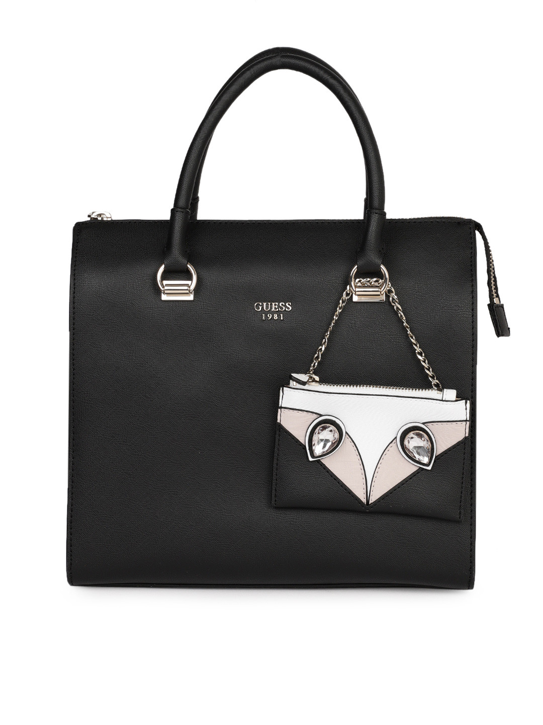 Buy GUESS Black Solid Handheld Bag With Pouch Handbags for Women