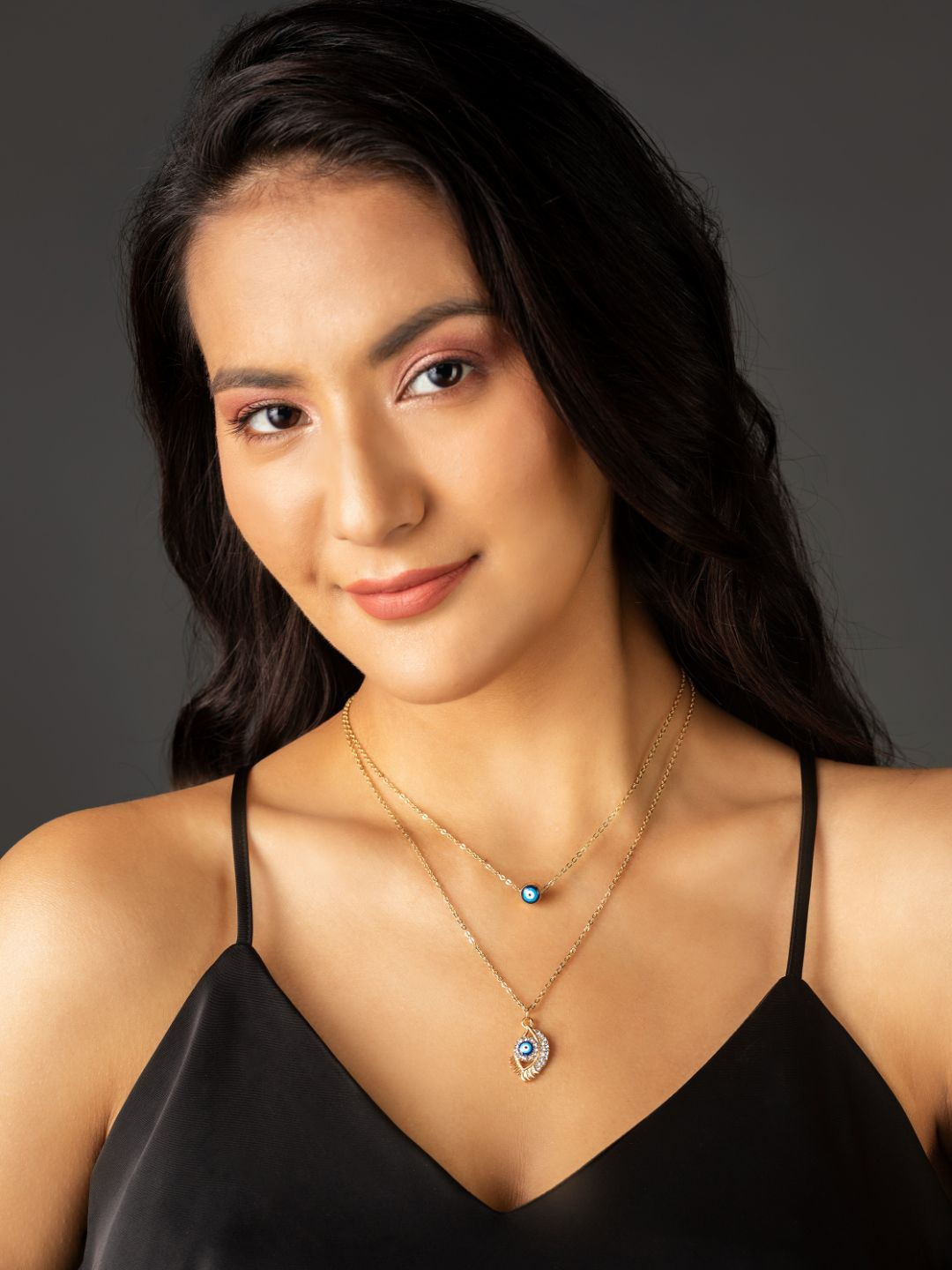 Buy PRITA BY PRIYAASI Evil Eye Dual Layered Gold Plated Necklace