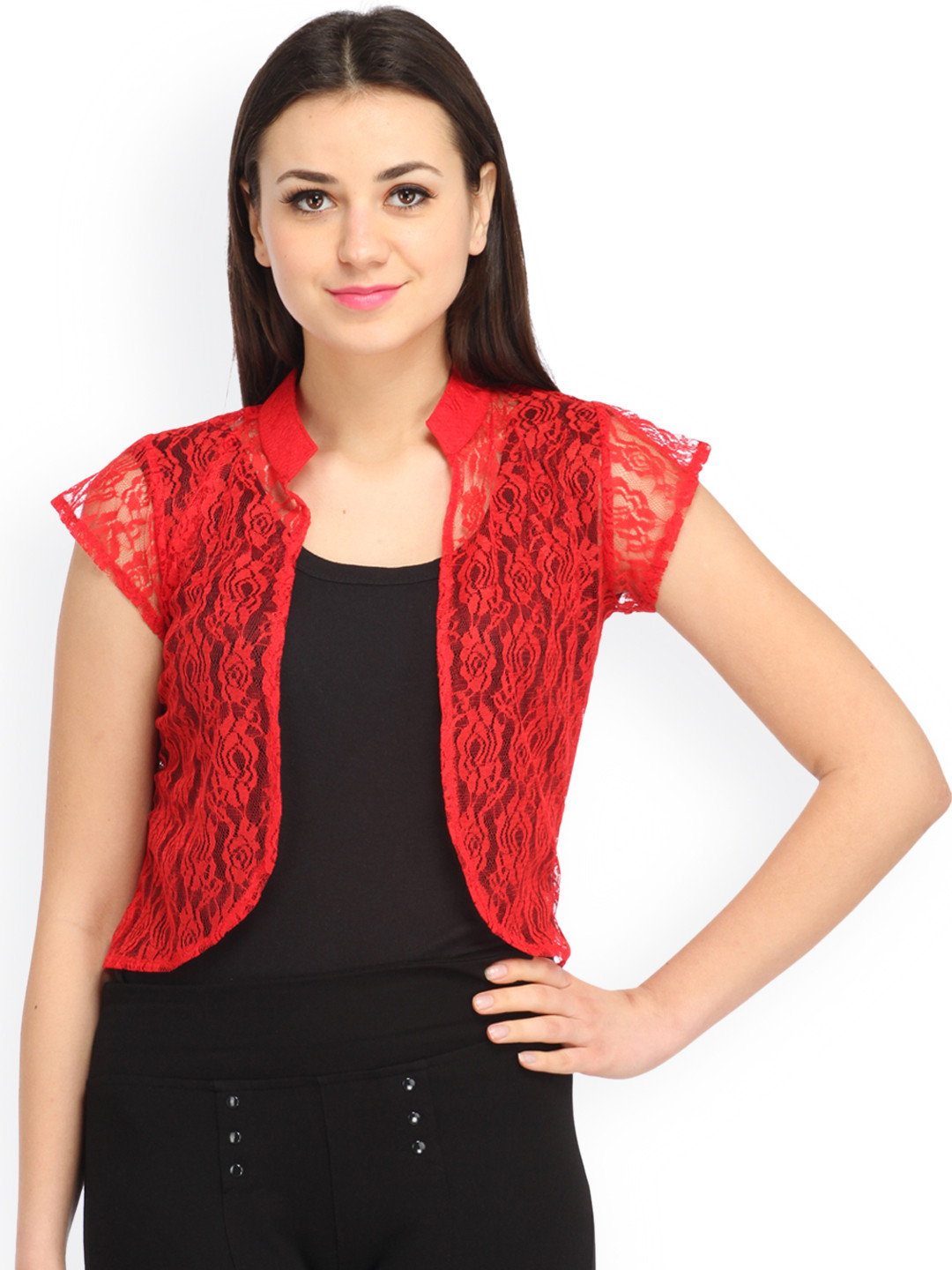 Buy Cottinfab Red Net Shrug Shrug for Women 2167326 Myntra