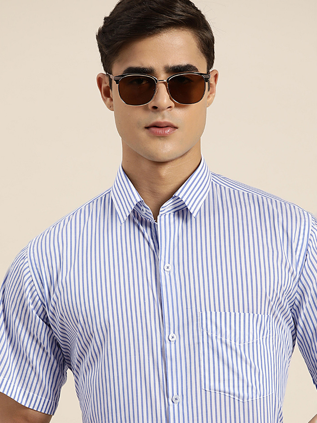 Buy Hancock Pinstripes Pure Cotton Slim Fit Formal Shirt Shirts for