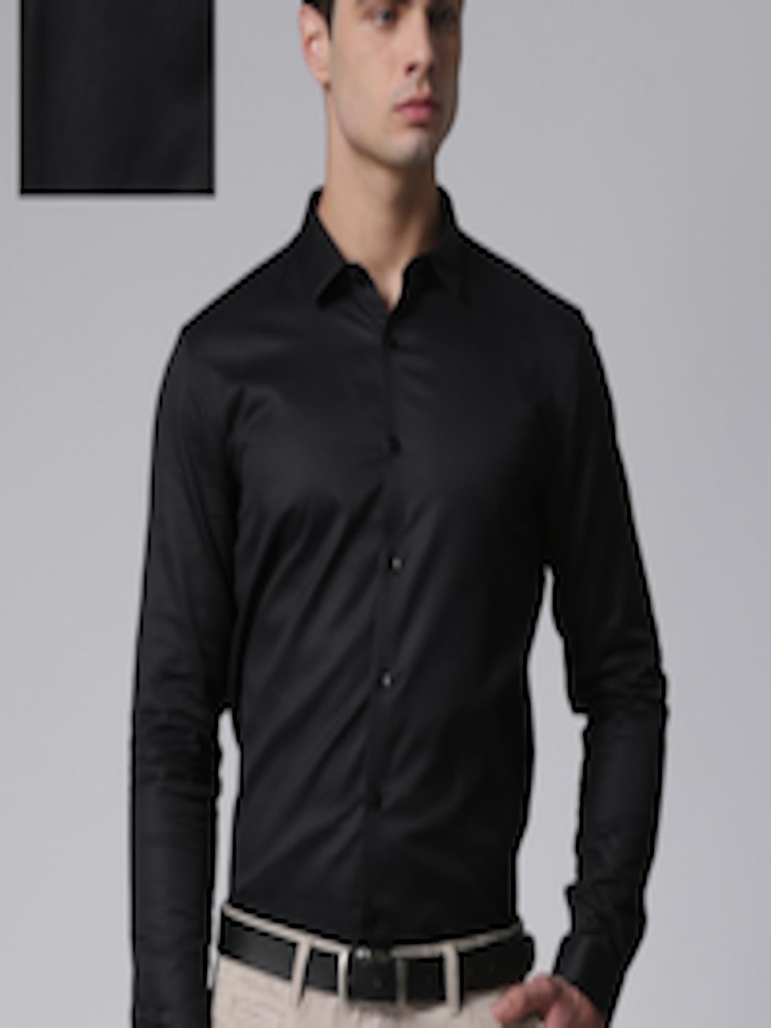 Buy True Blue Men Black Slim Fit Self Design Formal Shirt - Shirts for ...